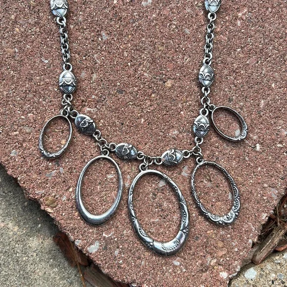 Brighton Retired Silver Etched 18” Loop Necklace - Picture 3 of 8